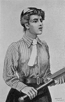Antique Cricket Illustrations Prints: A lady cricketer
