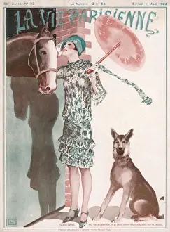 Lady and German Shepherd Print