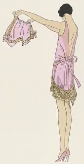 Lady Putting on Lacey Knickers Print