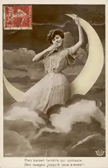 Lady in the Moon Print