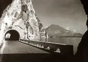 Lakeside road and tunnel, Lake Lucerne, Switzerland Lakeside road and tunnel, Lake Lucerne, Switzerland