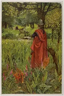 King Arthur Prints: Print of Lancelot Mourns Elaine