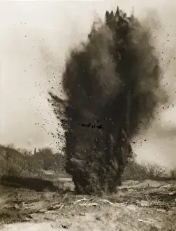 World War One History Photos Prints: Land Mine explosion 1918