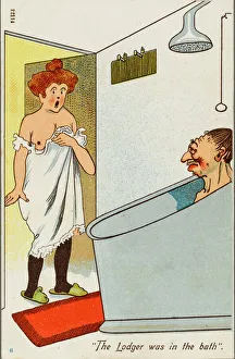 Landlady discovers the lodger in the bath Landlady discovers the lodger in the bath