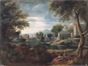 Prints of Landscape by LEMAIRE, Jean (1597-1659). Formerly attributed to Nicolas Poussin. Classicism. Oil on canvas Nicolas Poussin Prints: Landscape Print by Jean Lemaire, Classicism Oil on Canvas