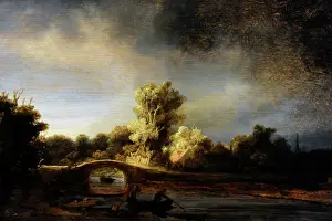 Prints of Rembrandt Harmenszoon van Rijn (1606-1669). Dutch painter. Landscape with a Stone Bridge, c. 1638. Rijksmuseum. Amsterdam. Holland Related Image Prints: Rembrandt Landscape with Stone Bridge Print, 1638
