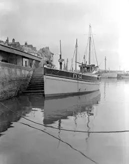 Brixham Harbour Scene Prints: Large boat in Brixham Harbour, Devon