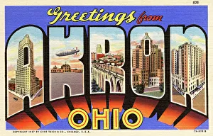 Large Letter Card - Greetings from Akron, Ohio, USA Large Letter Card - Greetings from Akron, Ohio, USA