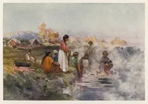 Laundry in a Hot Spring Print: Maori Women Washing Laundry at Ohinemutu
