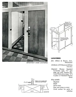Lavatories in a department store, using Plymax plywood Lavatories in a department store, using Plymax plywood