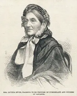 Prints of LAVINIA RYVES lady who claimed to be the princess of Cumberland and duchess of Lancaster Cumberland Prints: Lavinia Ryves Print - Engraving of a woman claiming royal titles