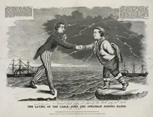 Atlantic Telegraph Cable Prints: The laying of the cable---John and Jonathan joining hands