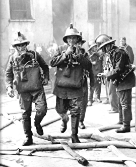 LCC-LFB changeover from brass to cork fire helmets LCC-LFB changeover from brass to cork fire helmets