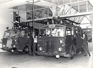LCC-LFB fire station appliance room with engines LCC-LFB fire station appliance room with engines