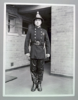 LCC-LFB Fireman in his fire kit with new cork helmet LCC-LFB Fireman in his fire kit with new cork helmet
