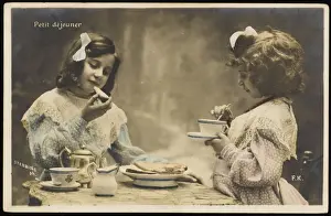 Le Petit Dejeuner Print - Two French Girls with Coffee and Toast