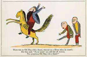 Print of an Old Man with a Beard on Horse