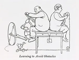 William Heath Robinson Illustrations Prints: Learning to avoid obstacles / W H Robinson
