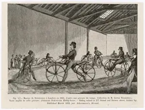 Early Bicycle Design Prints: Learning to Ride Hobby