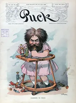 Vintage Cartoon Illustration Prints: Learning to walk