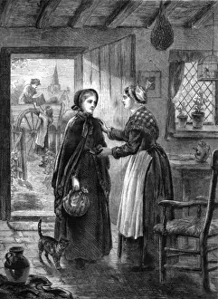 Leaving Home Servant Girl's Departure Print, 1870