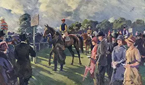 Horseracing History Prints: Leaving the Paddock, off to the post for the Derby