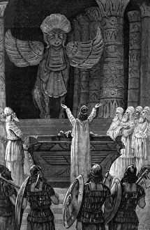 Prints of The body of Hiram was buried under the alter of the Temple and Solomon, abandonning the cult of Adonis, sacrificed to Moloch, the god Tyrian. 1890s Moloch Prints: The Legend of the Royal Axe Print, 1890s