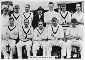 Prints of Group photo, Leicestershire CCC Cricket Team. Date: circa 1936 Leicestershire Prints: Leicestershire CCC Cricket Team Print circa 1936