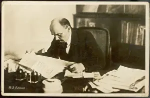 Russian Leader Prints: Lenin Reading Pravda Print