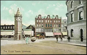 Prints of One pram, one horse-drawn cart - there isn t much of a traffic problem at Lewisham Clock Tower Lewisham Prints: Lewisham Clock Tower Print, Horse-Drawn Cart and Pram