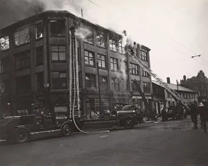 LFB turntable ladders in use at Hackney fire LFB turntable ladders in use at Hackney fire