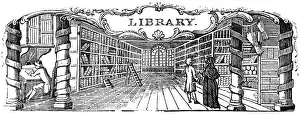 Decorative Library Interior Print, C.1790s