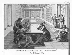 Classical Architecture Prints: Print of The Library of Lucullus, a lavish Roman interior