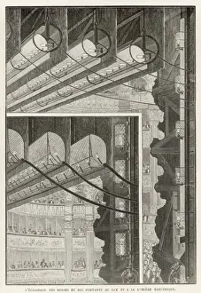 Prints of The illumination of the new stage lighting and gas and electric lights at l Opera, Paris Opera Prints: Print of Lighting at L Opera 1887