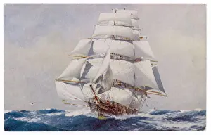 Print of a Sailing Ship Clipper under Full Sail