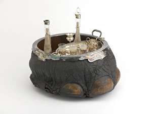 Liqueur set in a preserved elephants foot, 1903 Liqueur set in a preserved elephants foot, 1903