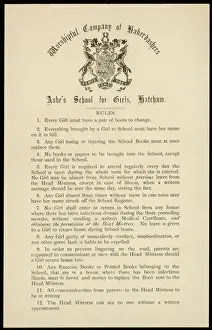 Haberdashers Askes School for Girls Print 1885