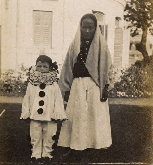 Little boy dressed as a clown - and his nurse Little boy dressed as a clown - and his nurse