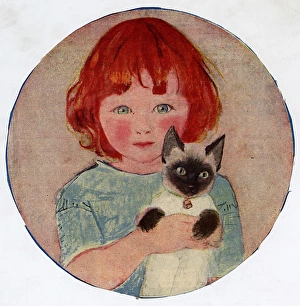 Little girl with cat by Muriel Dawson Little girl with cat by Muriel Dawson