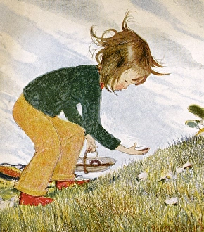 Little girl picking mushrooms by Muriel Dawson Little girl picking mushrooms by Muriel Dawson