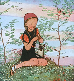 Little girl with Siamese cat by Muriel Dawson Little girl with Siamese cat by Muriel Dawson