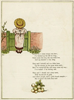 Little girl standing at a garden gate Little girl standing at a garden gate