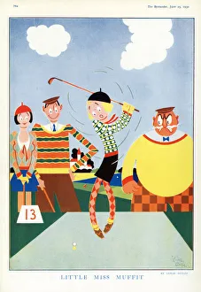 Little Miss Muffit by Lesley Butler - golf humour 1930 Little Miss Muffit by Lesley Butler - golf humour 1930