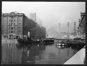 Liverpool Docks Print: Steam Ship and Barge