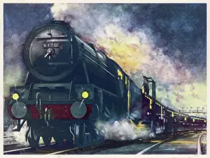 Prints of The London Midland and Scottish Railways Down Special mail train heads north with the Scottish Mail Railway Prints: LMS Down Special Mail Train Print