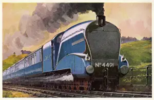 Prints of The London and North Eastern Railways Coronation express from London to Edinburgh, hauled by the Commonwealth of Australia locomotive Transport Prints: LNER Coronation Print: Commonwealth of Australia Locomotive