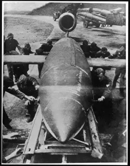 World War Two Artillery Prints: Loading a V1 Rocket