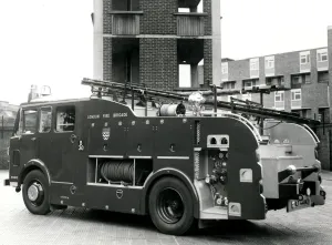 Prints of The GLC-LFB was created on 1 April 1965. A series of photos was commissioned of each type of fire engine, either within or absorbed into the enlarged London Fire Brigade Fire Brigade Prints: London Fire Brigade Dennis Diesel Pump Engine Print 1965