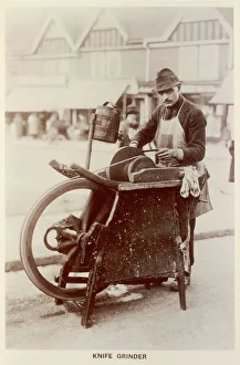 A London knife grinder on the street A London knife grinder on the street