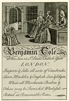 London Trade Card - Benjamin Cole, textiles London Trade Card - Benjamin Cole, textiles